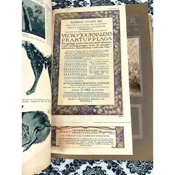 RARE Swedish Art Large Handmade Book 1915 Antique Artwork Reprints Cover - Picture 10 of 11